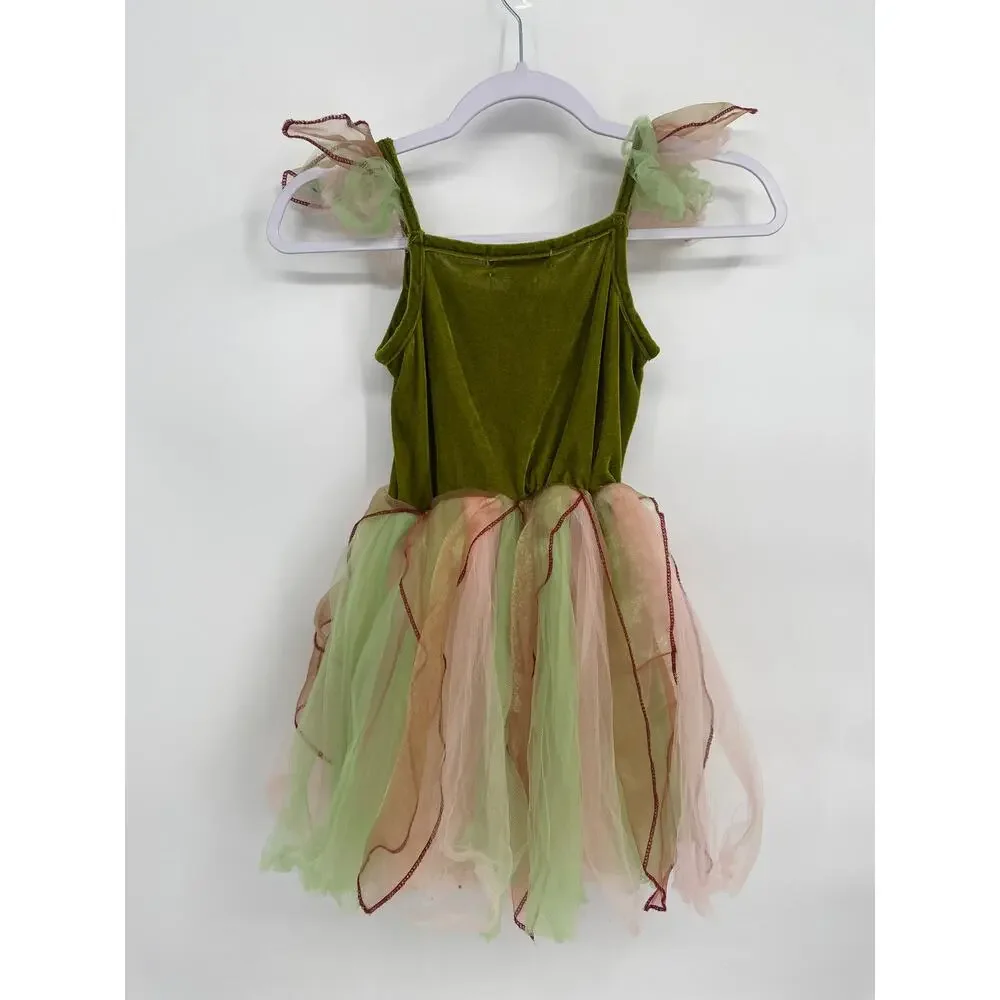 Princess Dress Green Lace Up Flower Tulle Skirt Medium